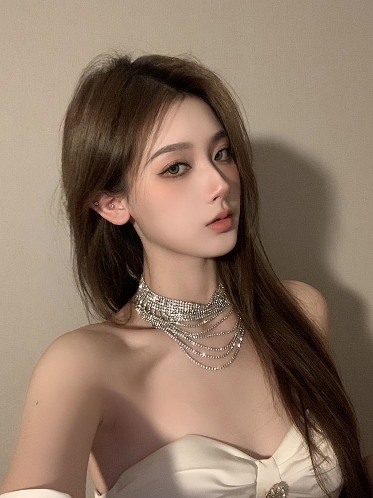 BXA轻奢高级感满钻锆石颈链项链