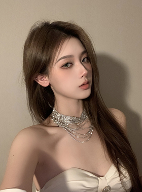 BXA轻奢高级感满钻锆石颈链项链