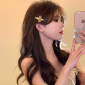 芷醉金迷 绝美金色花瓣闪锆发夹轻奢高级感侧边夹高级感发饰夹子