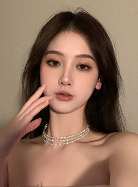 BXA双层锆石珍珠项链清纯