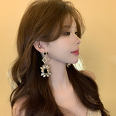 星耀晚宴 重工闪钻水晶花朵耳钉优雅气质宴会晚礼服耳环耳坠耳饰