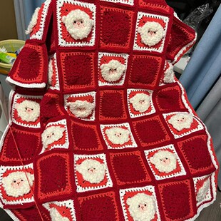 复古小羊手工编织毯子diy钩针织毛线盖毯牛奶棉四股diy手工礼物