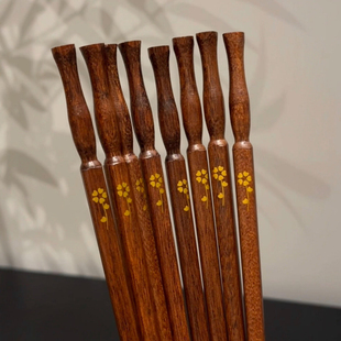 新中式复古木筷子家用高档抗菌防霉花坛顶实木防滑食品级高颜值