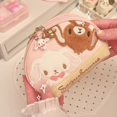 超可爱的粉色小兔贝壳收纳包