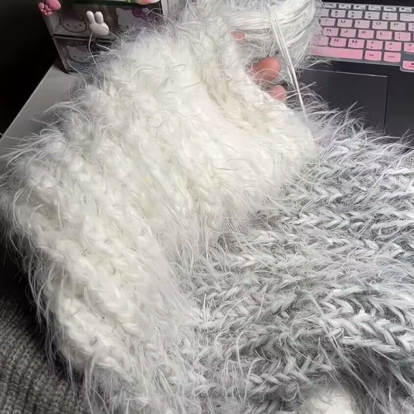 灰羽围巾手工编织送男朋友diy