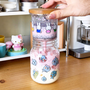 米菲兔飘逸杯家用泡茶玻璃杯咖啡奶茶果汁按压过滤茶水分离茶具