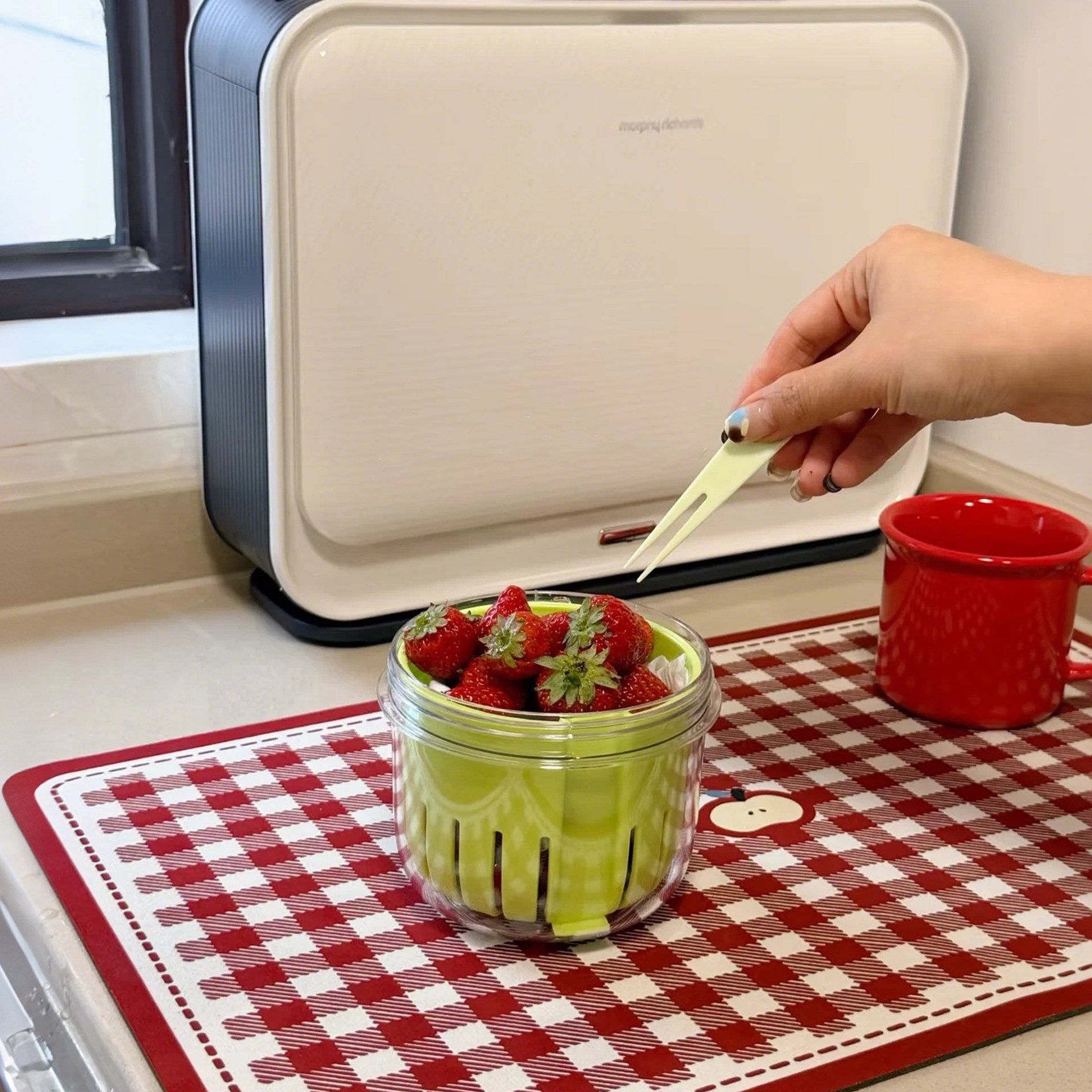 便携式水果沙拉杯便当盒食品级可沥水带叉子双层保鲜高颜值上班族