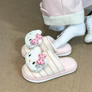 可爱猫咪棉拖鞋秋冬季居家防滑毛毛拖鞋学生宿舍外穿保暖包头鞋