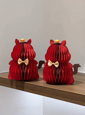 马年摆件2026新年吉祥物可伸缩生肖小马折纸灯笼春节元旦桌面装扮