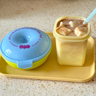 马卡龙色系可爱早餐杯便携迷你贝果盒纤巧壶上班通勤用食品收纳