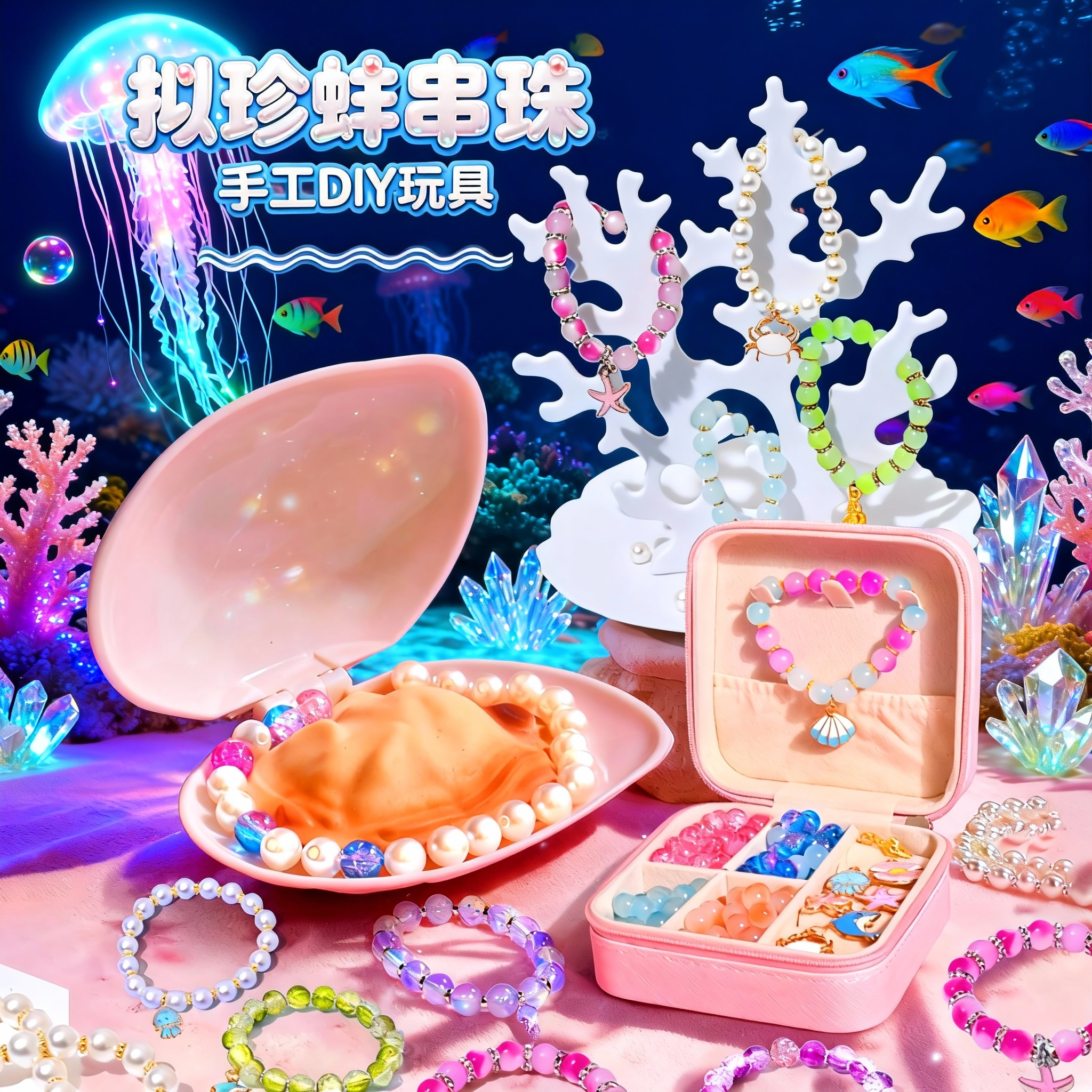 冰雪拟珍蚌儿童玩具女孩2025新款生日礼物手工串珠diy开蚌小手链,玩具/童车/益智/积木/模型,手工串珠/穿珠/首饰编织,淘宝优惠券,粉丝福利购,淘宝优惠卷