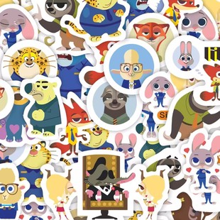 3000贴疯狂动物城贴纸可爱朱迪尼克狐尼克豹警官闪电卡通动漫周边贴画儿童粘贴diy手账装 饰小图案封口贴手机