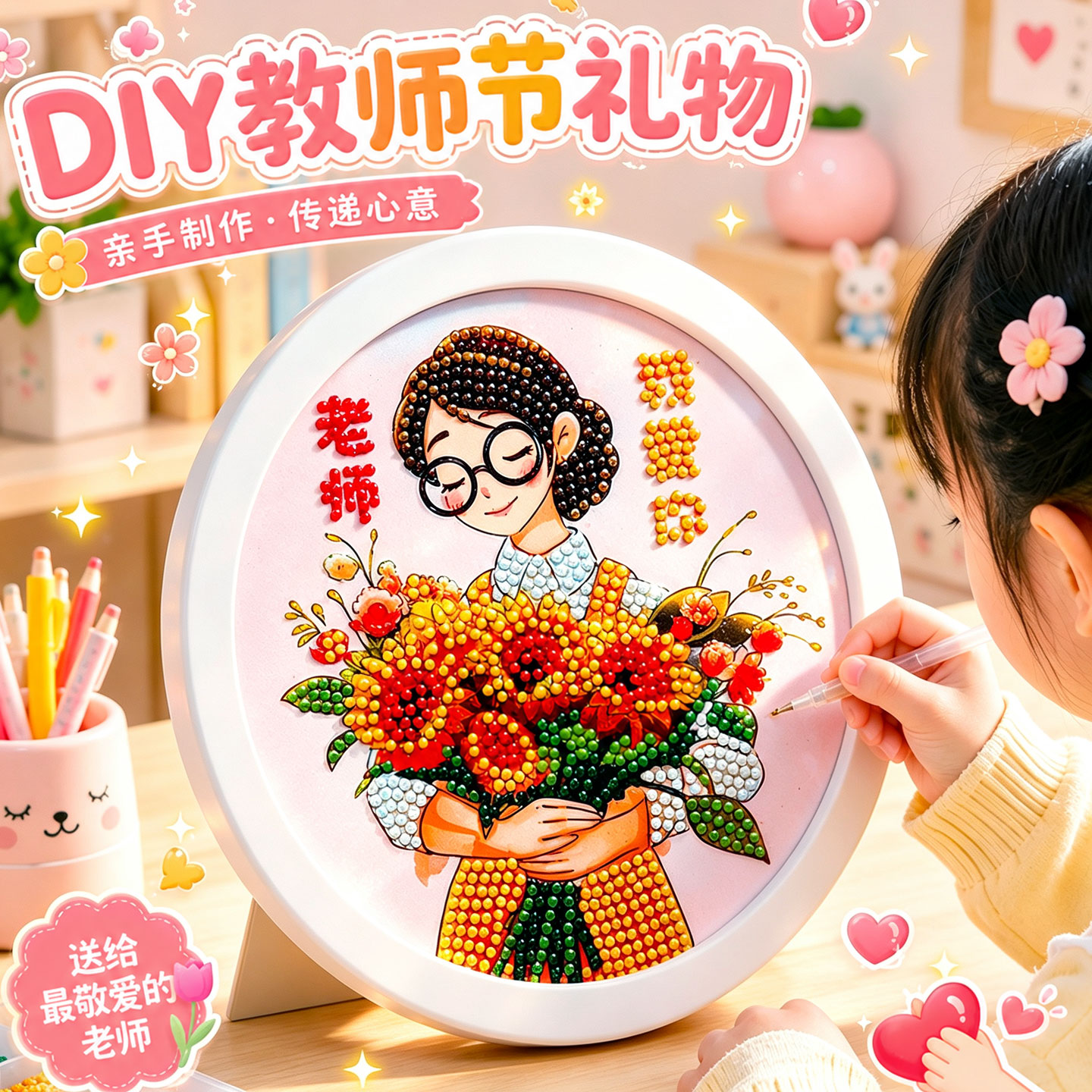 2026新款教师节礼物幼儿园儿童手工diy材料包送男女老师钻石贴画