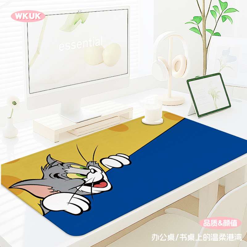 鼠标垫猫和老鼠可爱卡通动漫高颜值办公室桌面键盘垫大号锁边桌垫