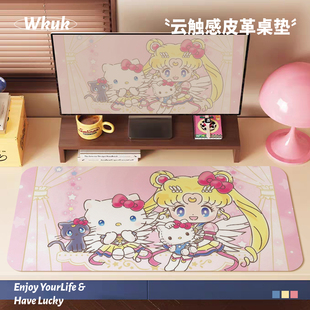 皮革鼠标垫Q版美少女战士笔记本电脑桌垫可爱少女办公桌垫子