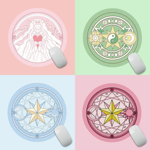 魔法少女樱鼠标垫小号圆形鼠标垫子女生笔记本电脑便携鼠标垫家用