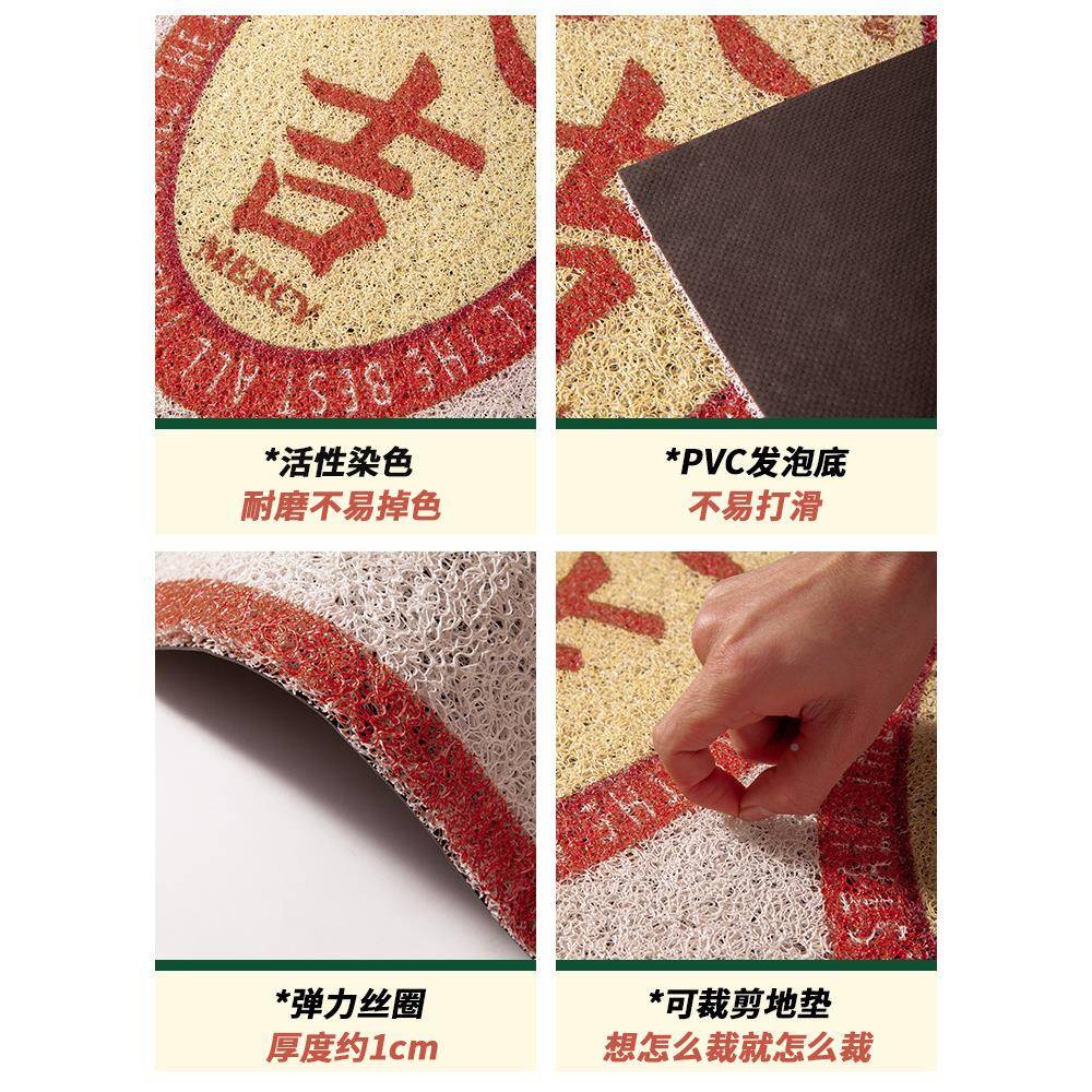 新款创丝意文字圈地垫进门防滑除尘入户用门垫客厅家玄pvJY202003