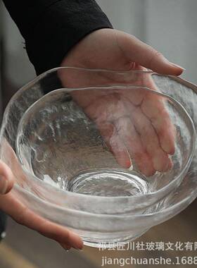 玻匠川社日式璃拉碗锤纹甜品冷面大号碗碟创意不沙规碗则家用JCS-