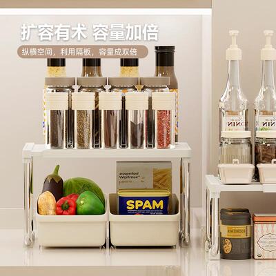 可伸缩厨房置物孙小美架置物架宿卫浴古油风家用台奶面多功复能收