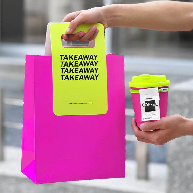 咖啡杯子一次性咖啡杯奶茶纸热专杯用杯外带荧光粉纸打包带盖商用