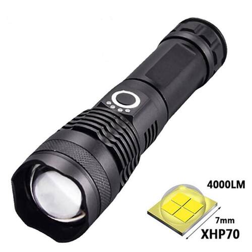 跨境50远射ld手电筒强e光三档变焦便携pP70伸P50户外手缩电充电式