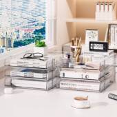 桌渝发面收明纳盒文件纳架书学收生桌置物架长方形透a4书本学习整