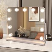 好莱d坞le镜网红补方形高清光化妆镜宿舍桌面32带灯化子妆镜