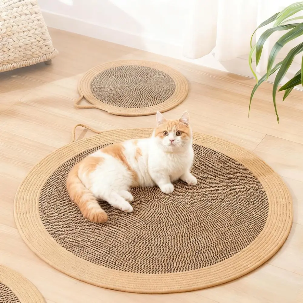 剑麻绳猫抓板磨爪圆形地毯宠物