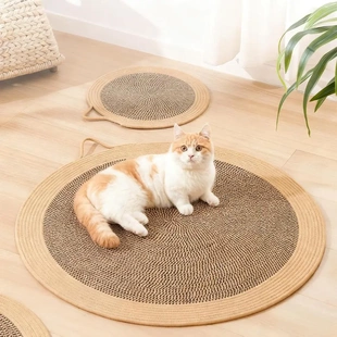 剑麻绳猫抓板磨爪圆形地毯宠物猫咪睡垫蒲草编织耐磨耐抓不易掉屑
