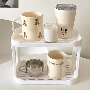 双层桌面杯子收纳架桌上水杯置物架宿舍办公室整理杯架子小型杯架