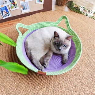 藤编猫窝猫咪耐咬大空间猫狗窝四季 多巴胺夏季 通用宠物清凉夏天窝