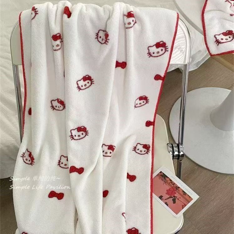 可爱Hellokitty毛巾珊瑚绒洗脸洗澡浴巾吸水不掉毛家用面巾凯蒂猫