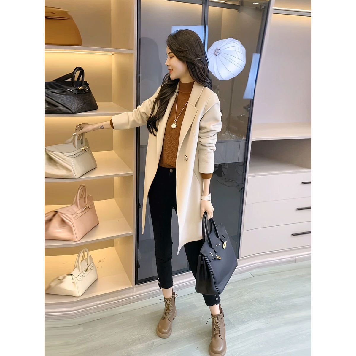 2026年秋冬新款羊毛外套宽松大衣女气质显瘦中长款高级感毛呢百搭