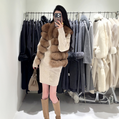 高级仿狐狸环保皮草马甲女2025