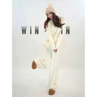 深秋初冬韩系穿搭一整套小香风毛衣针织阔腿裤两件套装秋冬季女装