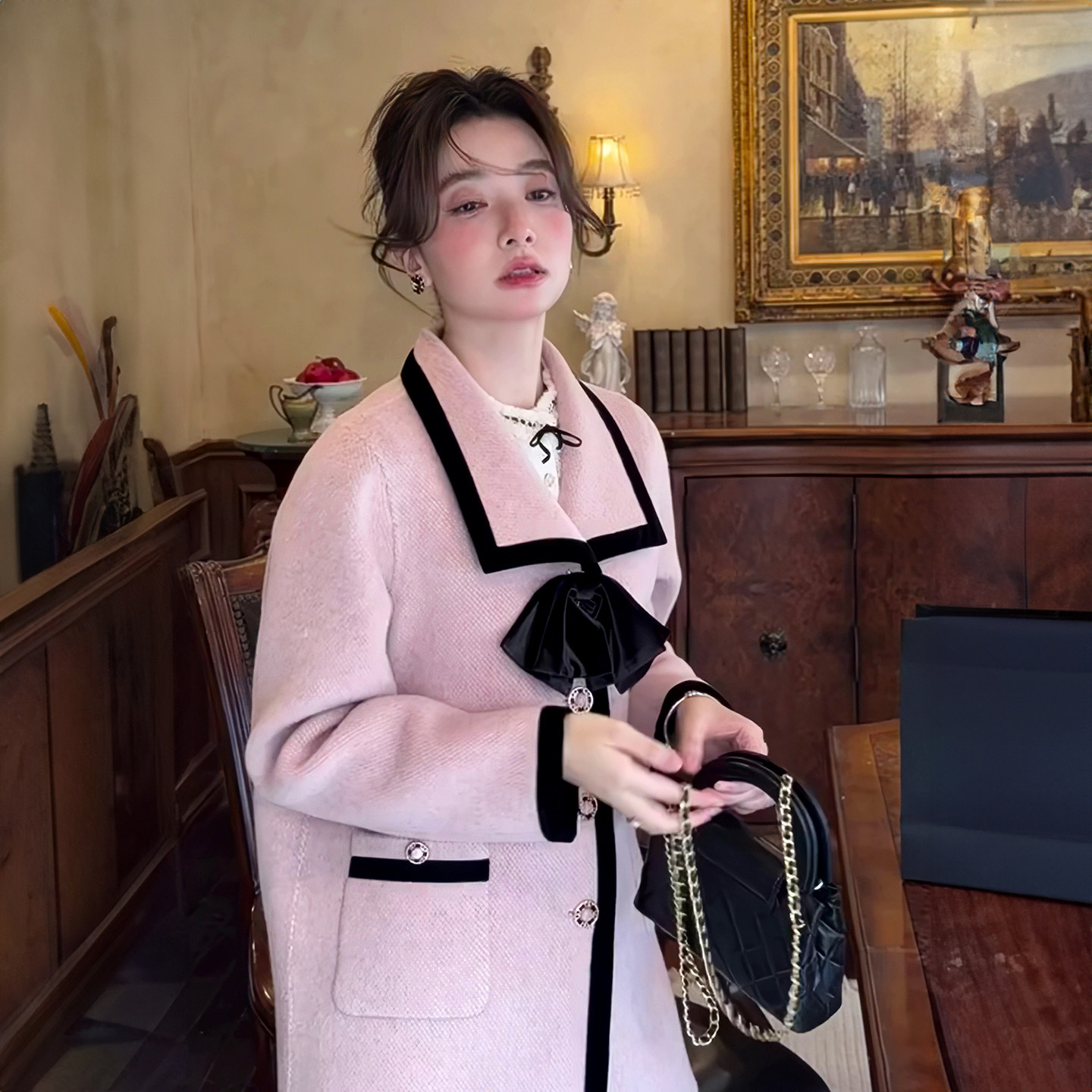 2025秋冬新款呢子小香风包边高级小个子翻领上衣+短裙半裙套装女,女装/女士精品,时尚套装,淘宝优惠券,粉丝福利购,淘宝优惠卷