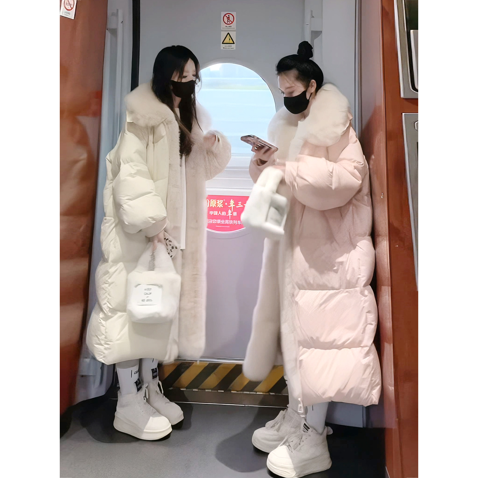 韩版毛毛羽绒棉服女2025冬季新款