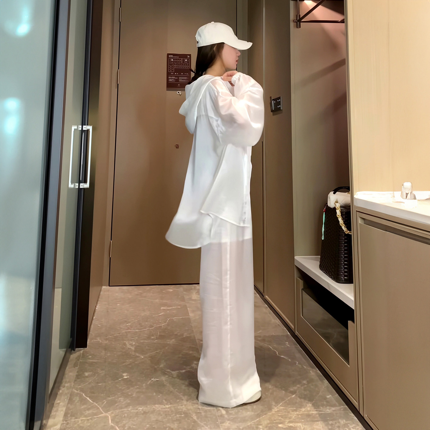 人鱼姬衬衫女款夏天长袖珠光防晒衣韩版洋气外搭开衫防晒服两件套