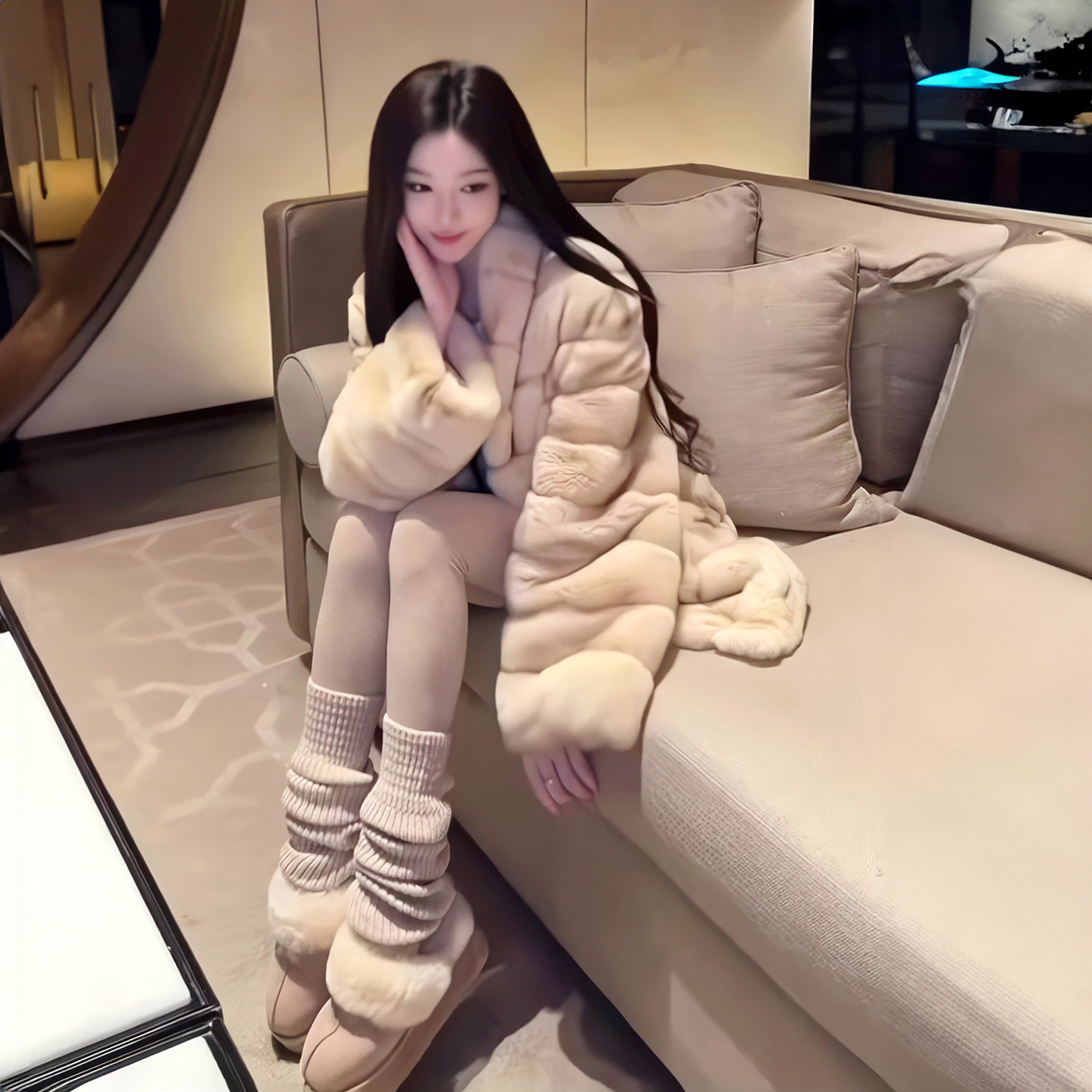 贵气姐姐仿水貂狐狸毛环保皮草短款2026冬季仿貂绒毛毛外套女大衣,女装/女士精品,毛呢外套,淘宝优惠券,粉丝福利购,淘宝优惠卷