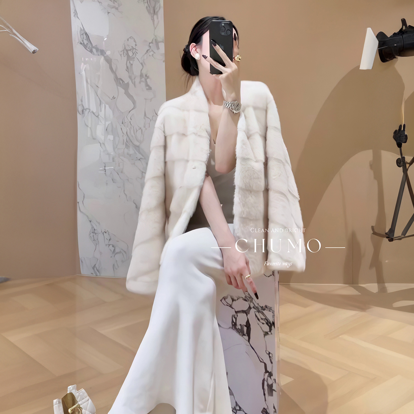 复古千金貂仿水貂皮毛一体外套冬