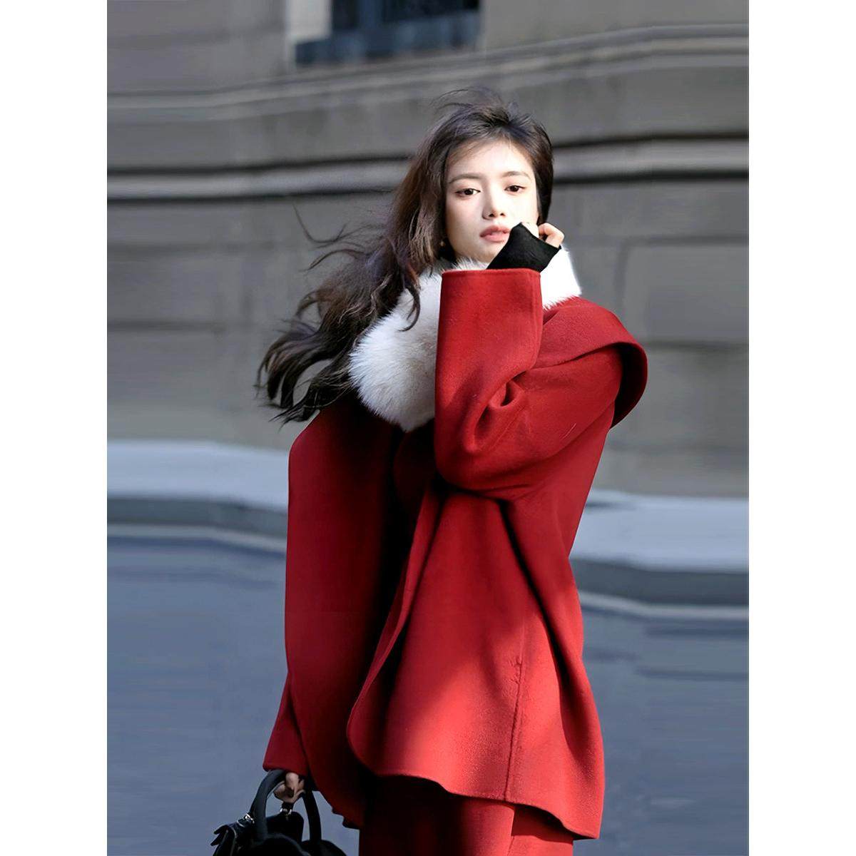 减龄高级感网红炸街小个子时尚休闲2026过年红色两件套装女秋冬季,女装/女士精品,时尚套装,淘宝优惠券,粉丝福利购,淘宝优惠卷