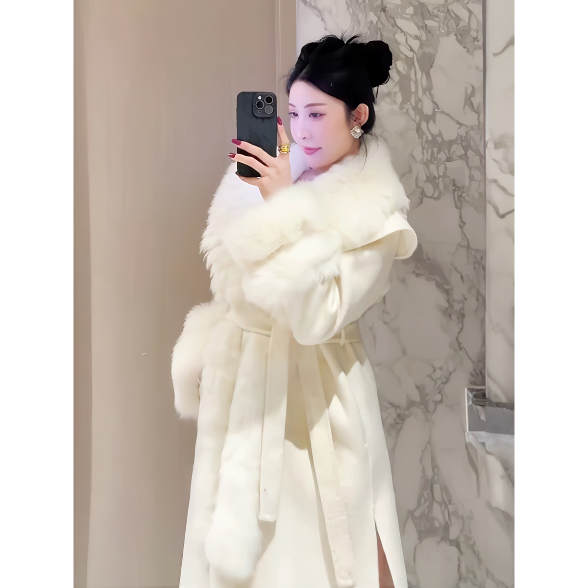 长款羊毛呢休闲双面呢外套女