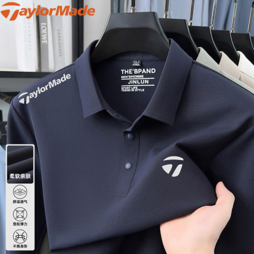 名牌进口TaylorMade泰勒梅高尔夫长袖POLO衫男式高端户外运动抗菌