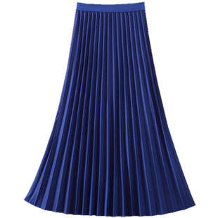 百褶裙a字半身裙女春夏纯色垂感风琴褶皱小个子裙子中长款大摆裙