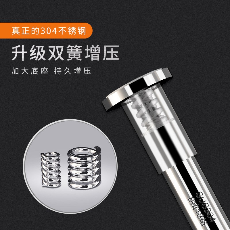 厂家直供304不锈钢免打孔伸缩杆卫生间浴帘杆阳台窗帘杆晾衣杆子