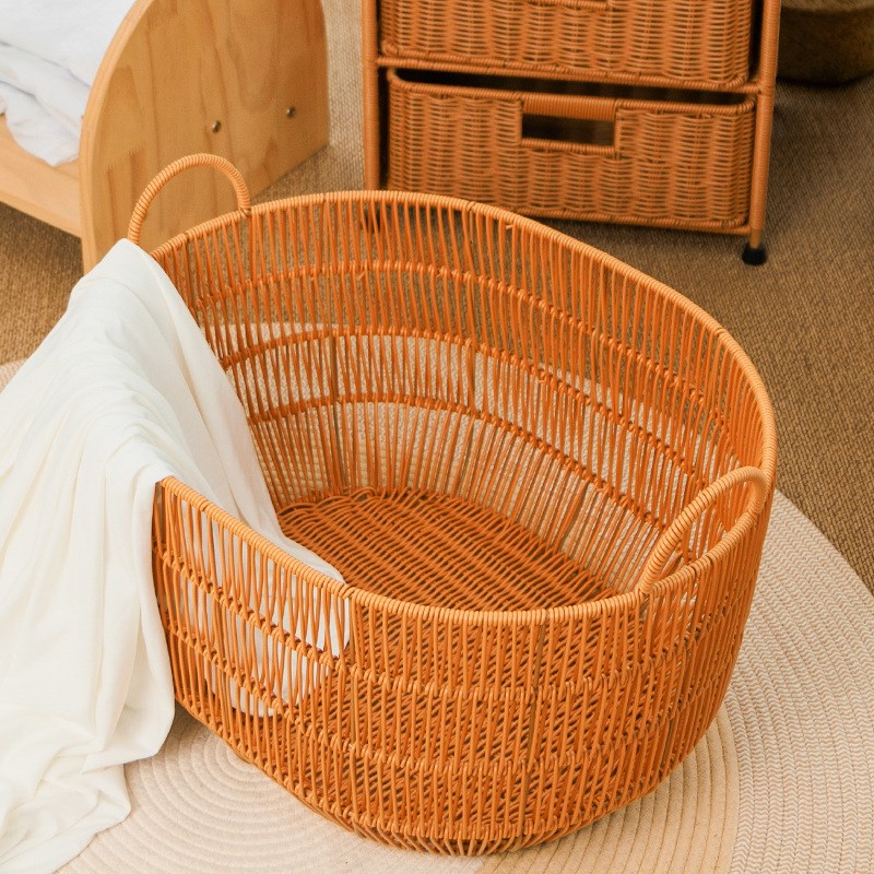 藤编脏衣服收纳筐卫生间脏衣篮家用洗衣篮客厅玩具整理箱杂物篮