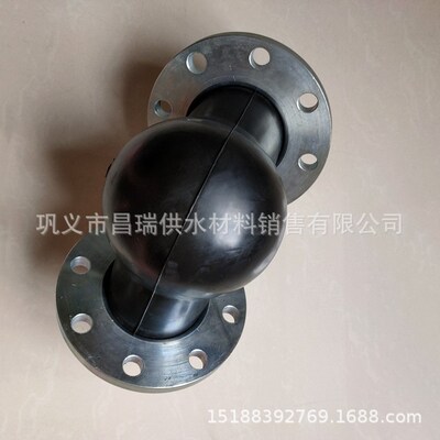 90度可曲挠橡胶弯头软接头 Q235B镀锌法兰式直角橡胶弯头DN100/80
