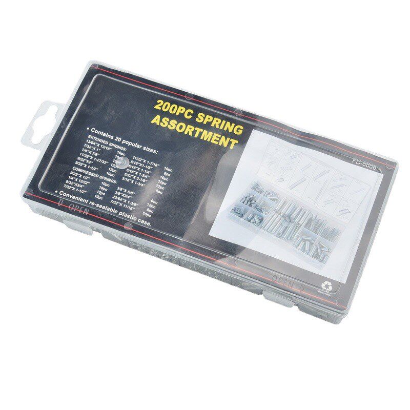 200PCS弹簧组套 拉簧 压簧 套装 透明pp塑料盒装20种规格一盒