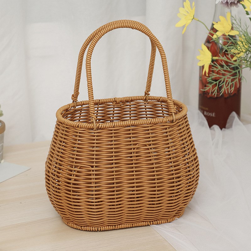 中秋节园艺藤编手提花盆花篮手工编织工艺品创意编织经典收纳篮
