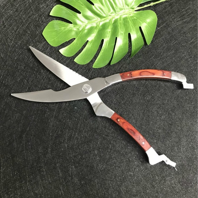 鸡骨剪镜光钢头彩木剪不锈钢厨房剪鱼鸡食物剪刀鸡骨剪